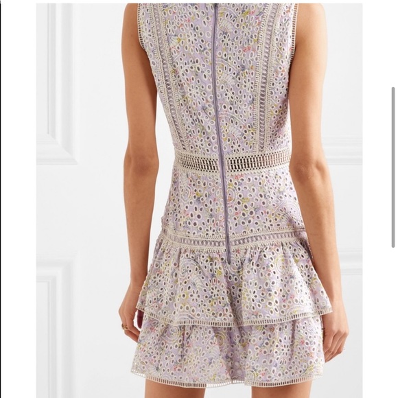 Alice + Olivia Tonie Tiered Floral Mini Dress Purple Women's 0 Eyelet Lace - Picture 3 of 13
